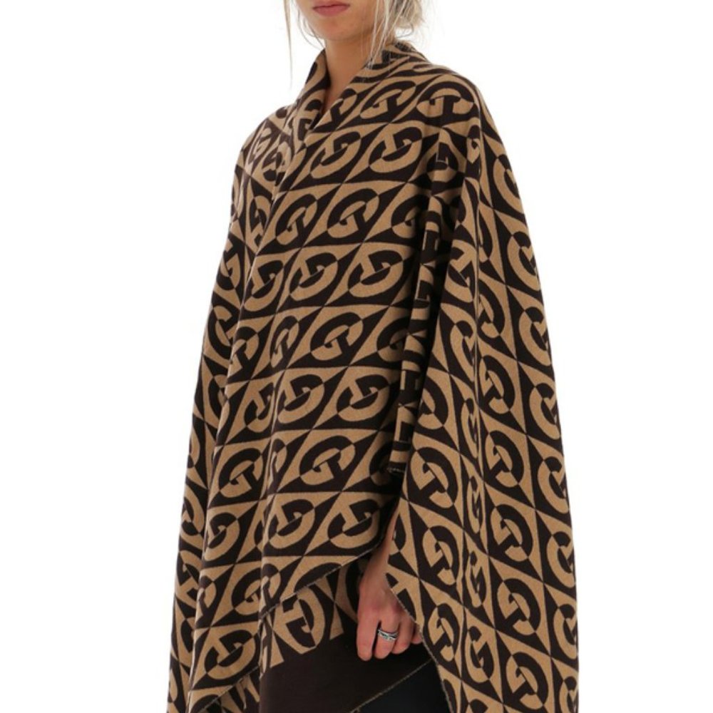 Gucci GG Rhombus Poncho In Brown NEW WITH TAGS AND GUCCI DUSTBAG